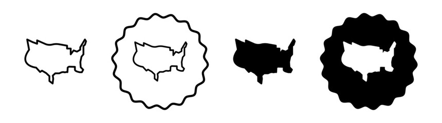 US map set in black and white color. US map simple flat icon vector