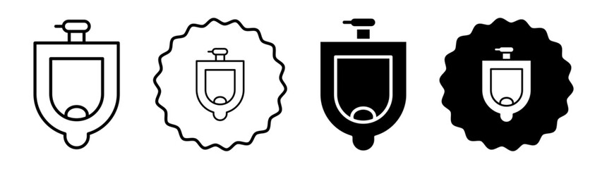 Urinal set in black and white color. Urinal simple flat icon vector - obrazy, fototapety, plakaty