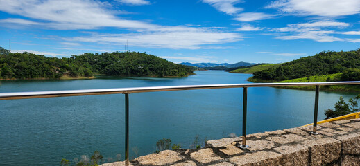 dam bridge on the tamoios highway on the coast of brazil