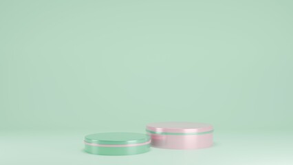 3D Rendering Green and pink background with podium minimal abstract wallpaper