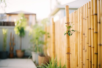 bamboo fencing in a small urban backyard