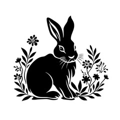 Fototapeta na wymiar rabbit svg, rabbit clipart, rabbit png, rabbit silhouette, rabbit, bunny, easter, cartoon, illustration, animal, vector, hare, art, spring, holiday, egg, flower, card, fun, pink, drawing, baby, cute, 