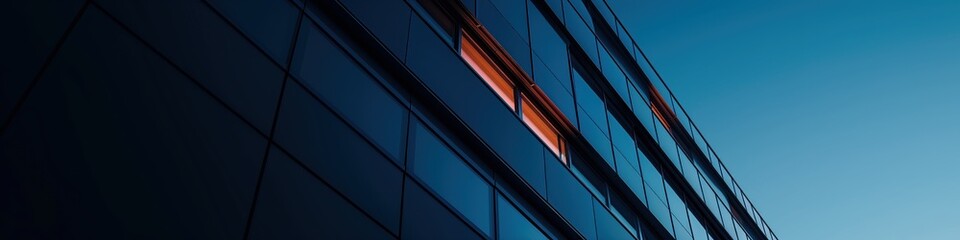 close up of the side of a building at night office pattern
