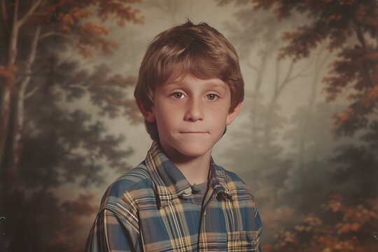 1980's school picture of young caucasian boy.