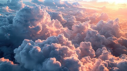 Majestic Cloudscape Illuminated by Golden Sunset Light.