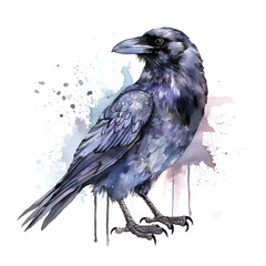 Crow Bird Watercolor Clipart, Beautiful Watercoloured Design for your Project