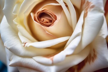 close up of white rose unveiling petal details
