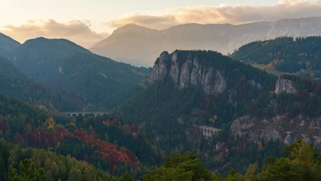 Sunset time-lapse of the 20 Schilling Blick in Austria