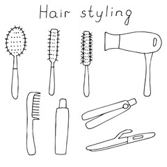 Hairstyles set, vector illustration hand drawing