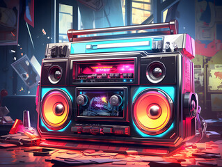 Fototapeta premium animation vintage retro 1970's boombox by joseph kawazu