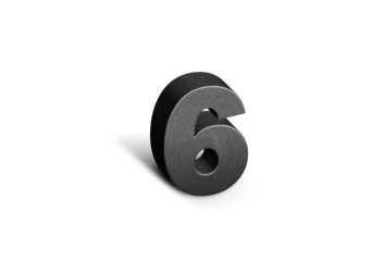 Number Six Steel Realistic shining typography symbol or sign template, realistic Steel 6. Steel 3d digit or figure for numbering.