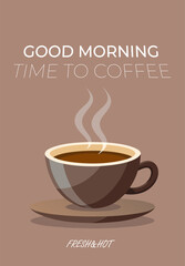 Cup of coffee flat vector colorful.