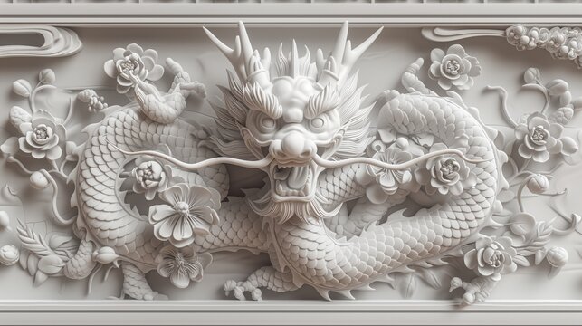 Chinese dragons stone carved, Carving designs onto stone.