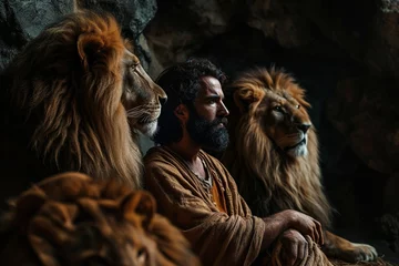 Fototapeten Daniel in the lions den, Bible story. © Bargais