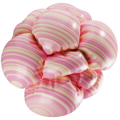 3D inflated abstract shape illustration. Puffy pink object design.