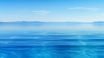 Fototapeta na wymiar Expansive View of a Calm Blue Ocean Meeting the Sky at the Horizon, Emphasizing Tranquility and Depth