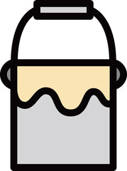 カラー作業道具単品アイコン　バケツ　塗料