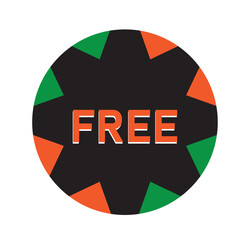 button with sale, Free label. Red badge sticker design. Vector illustration. EPS Free shipping isolated vector icon. Delivery service pointer. Sticker of cargo services.

