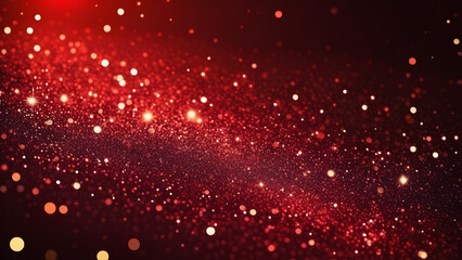 red glitter background with stars festive glowing blurred texture