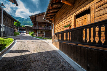 
Sauris, pearl of Carnia. Ancient village with wooden and stone houses.