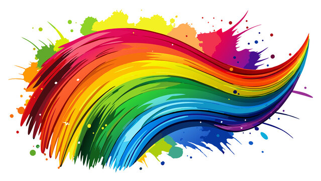 bunte Regenbogen Farbe Pinselstrich mit hellen Farben isoliert Transparentem hintergrund