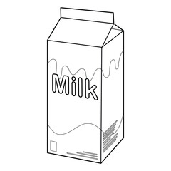 Fresh Milk Box Vector Cartoon Illustration BW