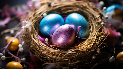 Fototapeta na wymiar Sparkling Easter eggs