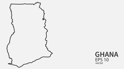 Vector line map of Ghana. Vector design isolated on white background.	
 - obrazy, fototapety, plakaty