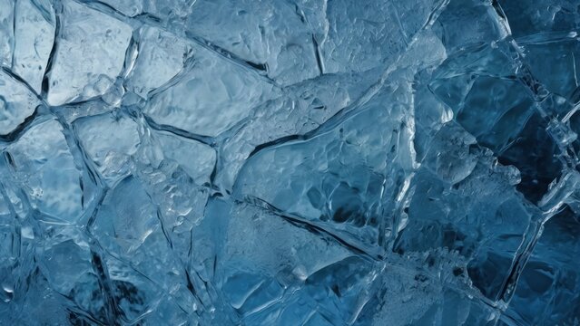 ice texture cracks surface, abstract background winter ice transparent blue. Ice texture background. generative, ai.