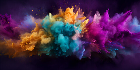 Fototapeta na wymiar Vibrant Cloud of Color. Isolated Powder Smoke in Vector