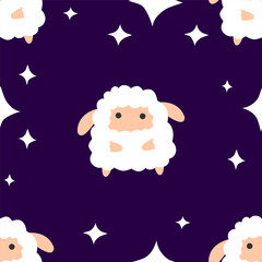 Kawaii cute sheeps seamless pattern design for paper goods, background, wallpaper, wrapping, printing, fabric, swaddles, apparel and all your creative projects.