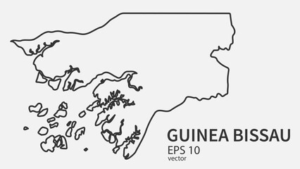 Vector line map of Guinea Bissau. Vector design isolated on white background.	
