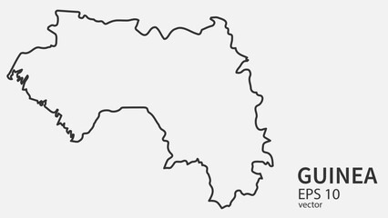 Vector line map of Guinea. Vector design isolated on white background.	
