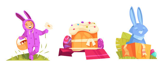 Easter celebration illustrations in flat style