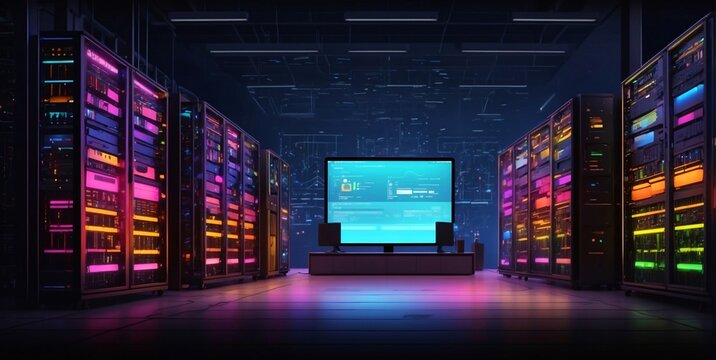 Data center and network devices in high performance operation. 