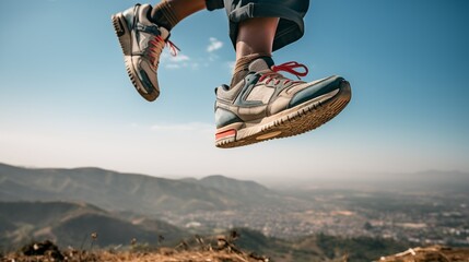 running shoes on the sky