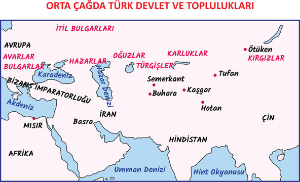 Turkish States and Communities in the Middle Ages. Translate: Europe, Avars, Bulgars, Byzantine Empire, Itil Bulgars, Khazars, Oghuzs, Turgish, Karluks, Kyrgyz...
