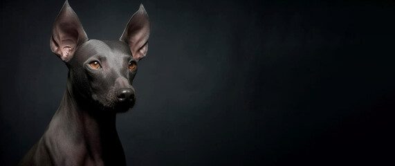 Mexican Hairless Dog Xoloitzcuintli purebred beautiful breed of dog, background nature