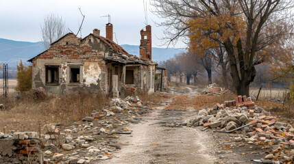 Post-Disaster Abandoned Village Scene