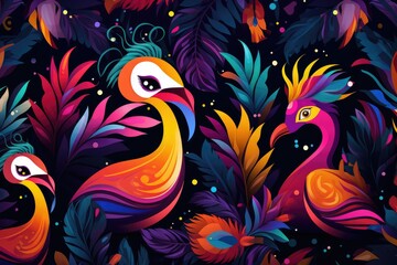 Obraz premium Enchanted Eve: A Tapestry of Mardi Gras Masks and Festive Flair Generative AI