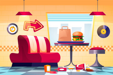 Fast food restaurant cartoon composition