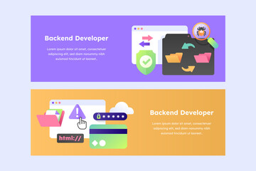 Backend banners in flat design