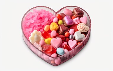 Heart shaped box filled with colorful