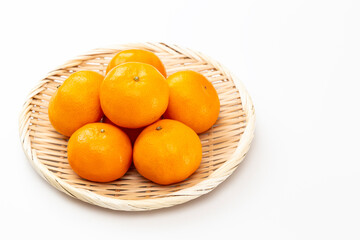 白背景にミカン