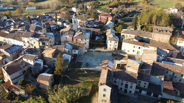 Aerial view of Carezzano, Alessandria, Piedmont, Italy