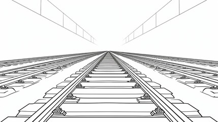 Continuous line drawing of railroad track line vector icon of a train station route with starting point and one line trail - Vector illustration. - Vector