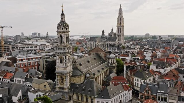 Antwerp city drone footage