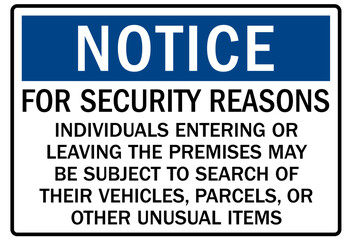 Subject to search sign