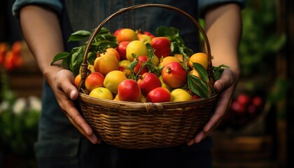 Person Holding a Basket Filled With Fruit