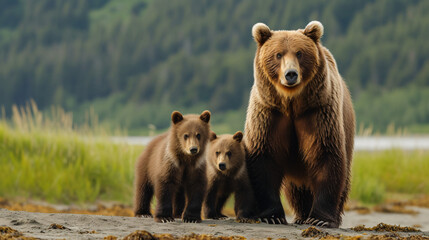 Brown bear with cubs